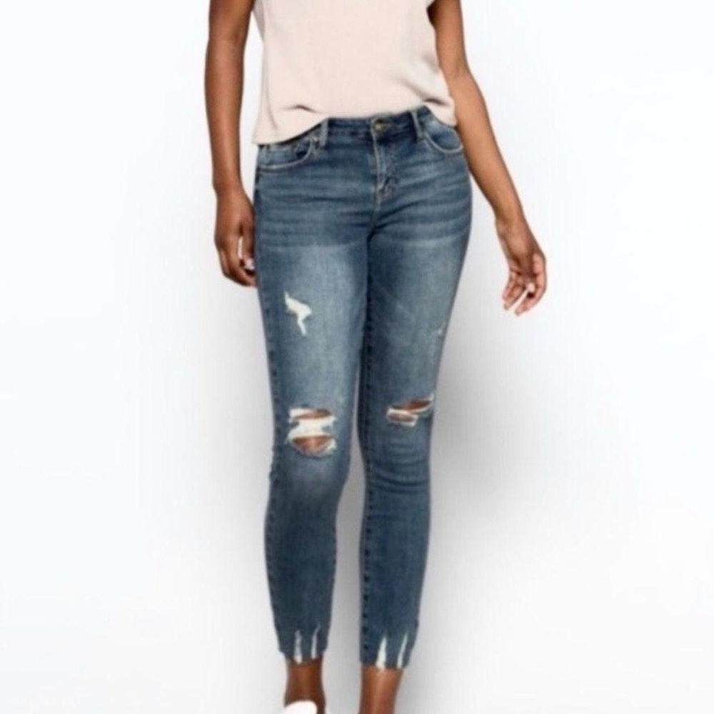 Pistola Lanissa Distressed Denim Raw Scissored Hem Mid Rise Skinny Jeans - 26